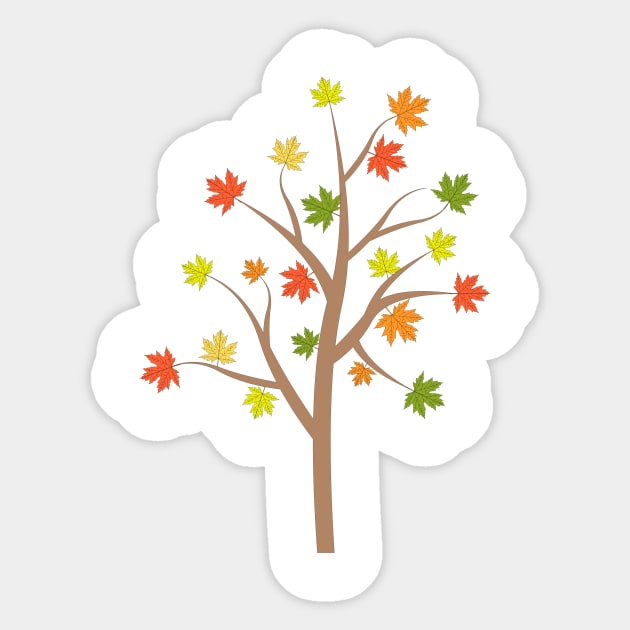 Colorful autumn leaves on a tree - maple Sticker by TheLouisa